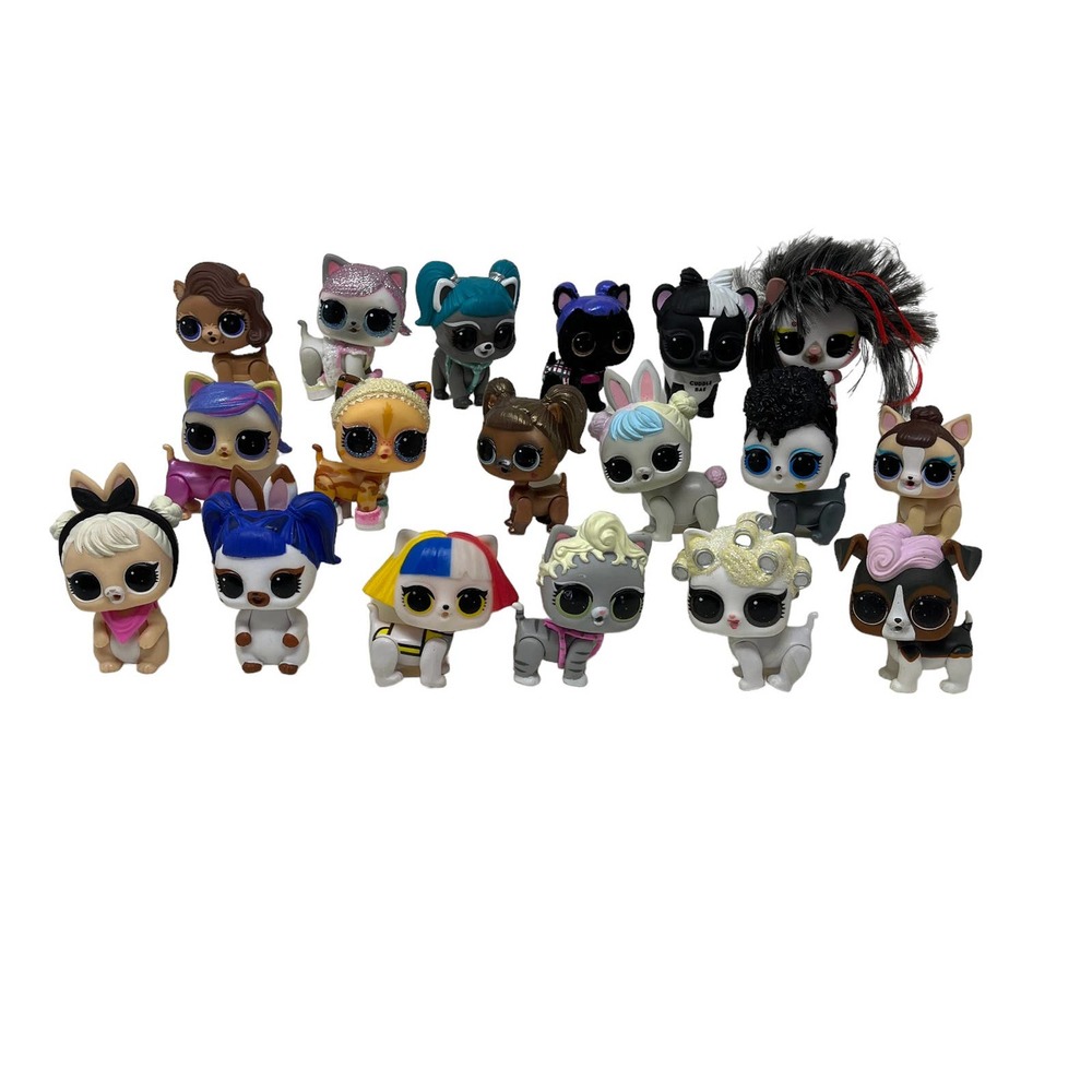 LOL OMG Surprise Pet Lot of 18 Dogs,‎ Cats, Bunny W/ Clothing & Accessories MGA